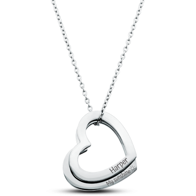 Personalised Engraved Double Heart Necklace