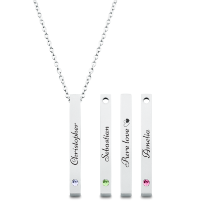 Personalised Engraved Four-Sided Necklace with...