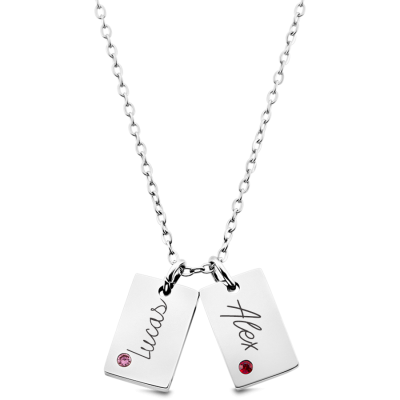 Personalised Engraved Name Necklace with Crystals