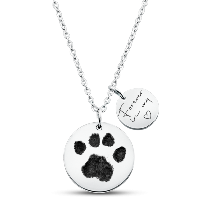 Personalised Engraved Paw-Print Necklace with...