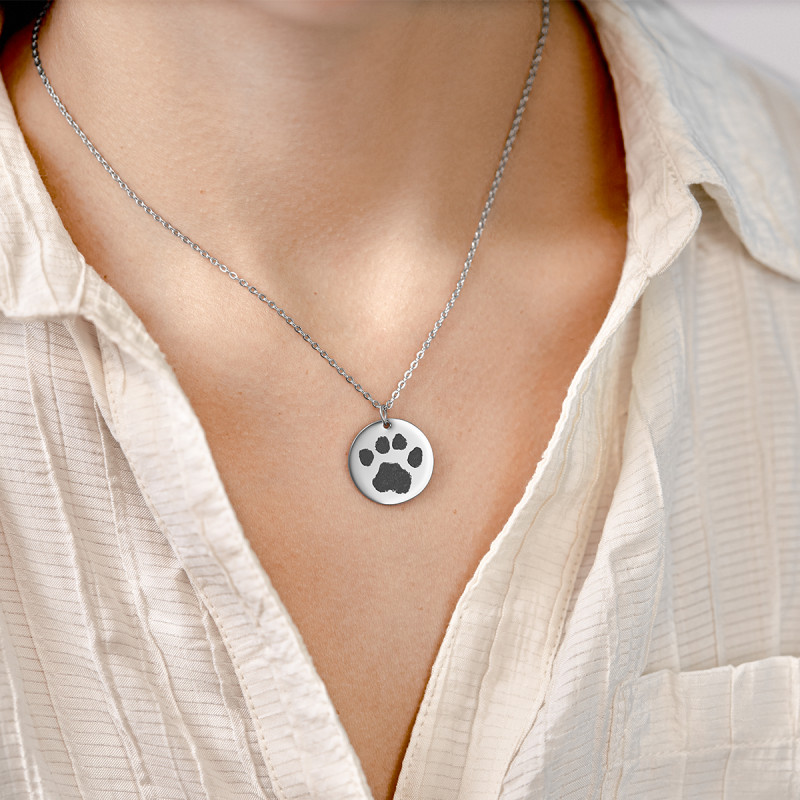 Personalised Engraved Paw-Print Necklace