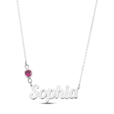 Name Necklace with Birthstone