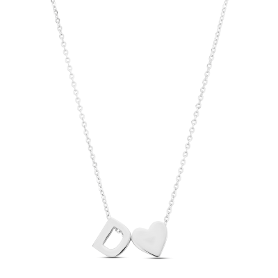 Minimalist Heart Necklace with Initial