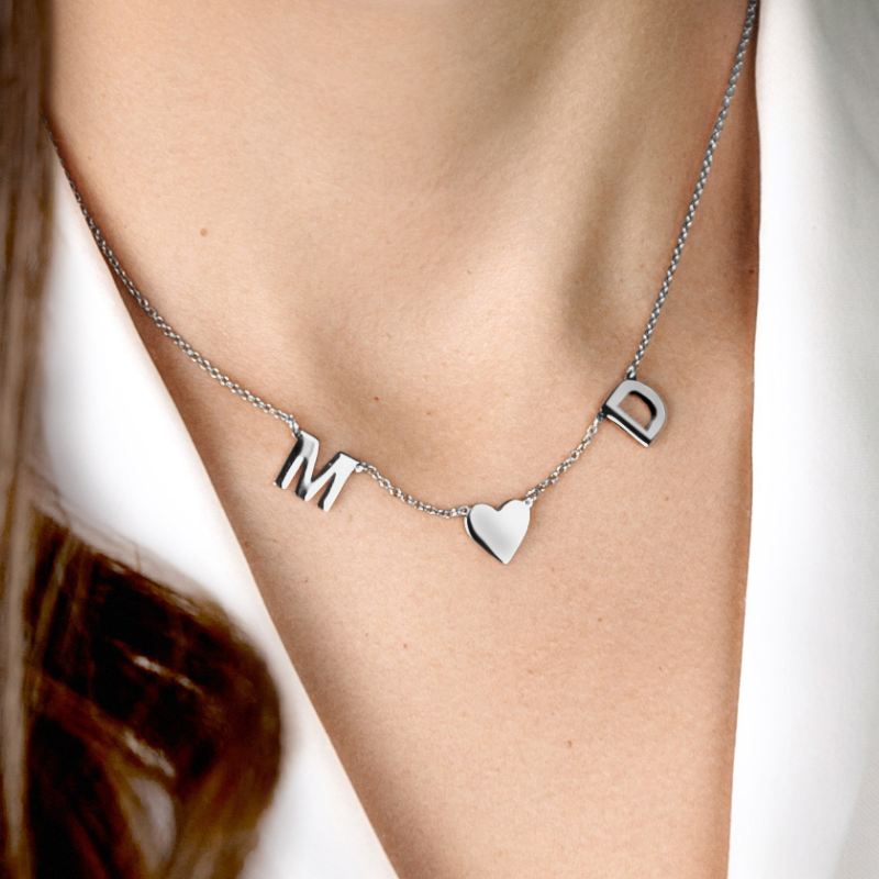 Minimalist Heart Necklace with Initials