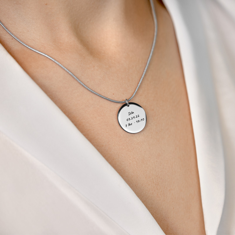 Personalised Engraved Circle Necklace with Luxury Chain