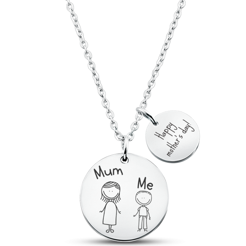 Personalised Engraved Necklace with Children's Handwriting