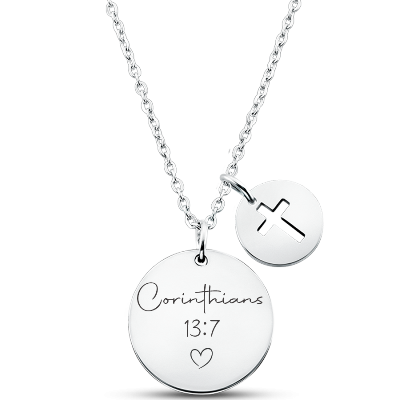 Personalised Engraved Religious Necklace with Cross Pendant