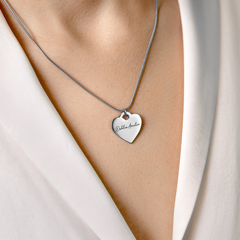 Personalised Engraved Heart Necklace with Luxury Chain