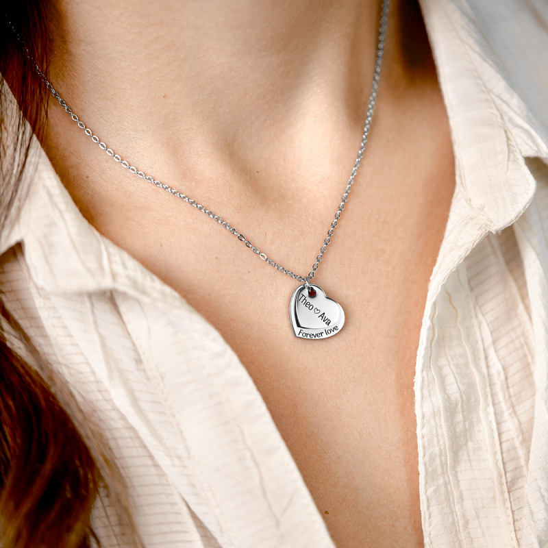 Personalised Engraved Double Hearts Necklace