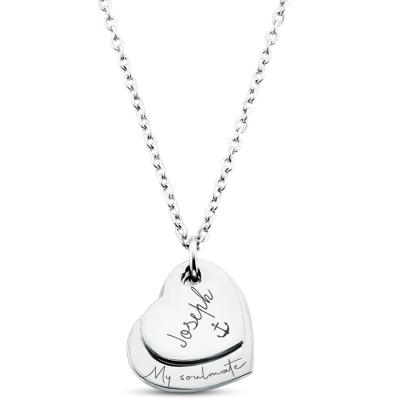 Personalised Engraved Double Hearts Necklace