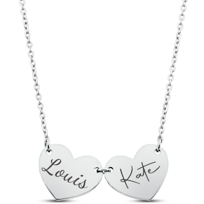 Personalised Engraved Name Hearts Necklace