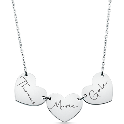 Personalised Engraved Hearts Name Necklace