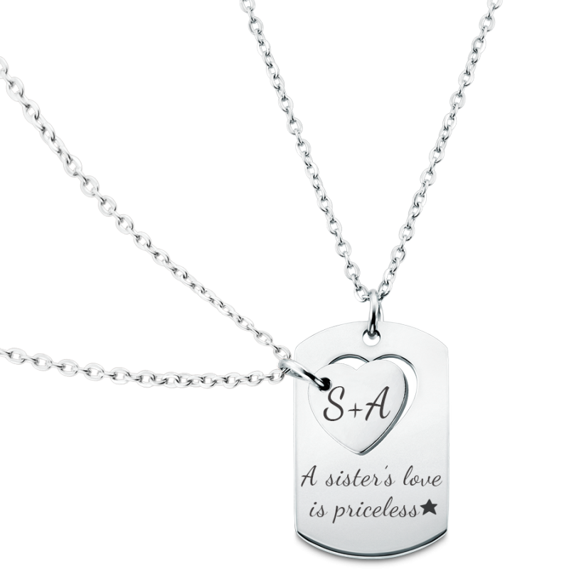 Personalised Engraved Military Tag & Heart Necklaces with Preset quotes