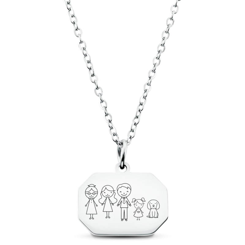 Personalised Engraved Necklace with Family icons
