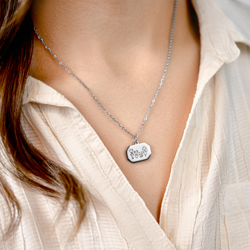 Personalised Engraved Necklace with Family icons