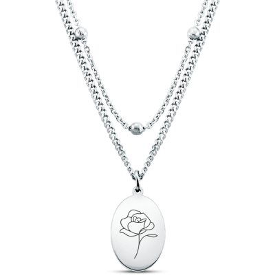 Personalised Engraved Floral Necklace wit...