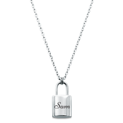 Personalised Engraved Padlock Necklace