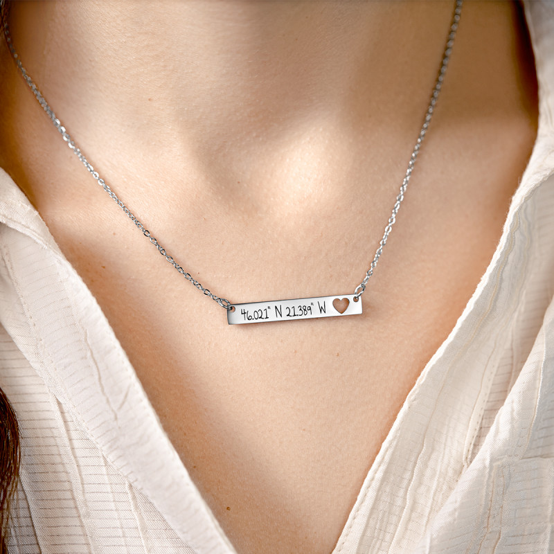 Personalised Engraved Coordinates Necklace