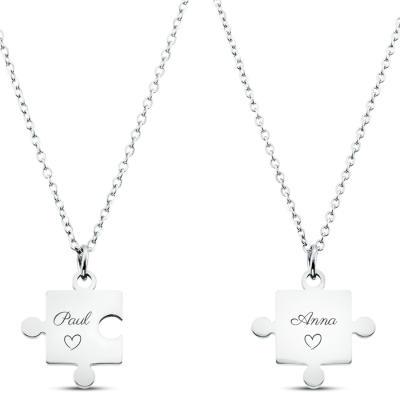 Personalised Engraved Puzzle Matching Necklaces