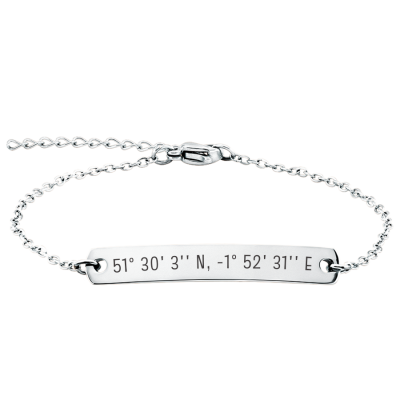 Personalised Engraved Coordinates Bracelet