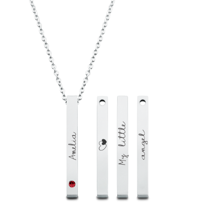 Personalised Engraved Four-Sided Necklace with...