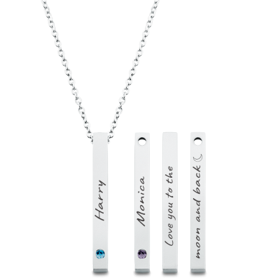 Personalised Engraved Four-Sided Necklace with...