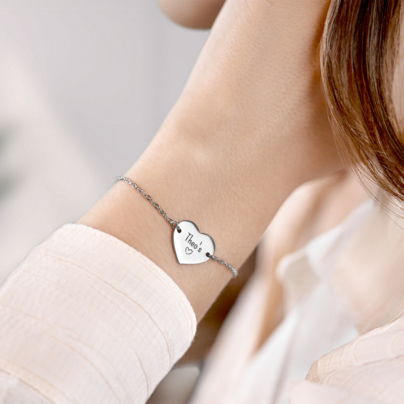 Personalised Engraved Heart Bracelet with Engraving