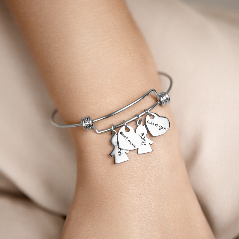 Personalised Multi-Daughters Bracelet with Engraved Names