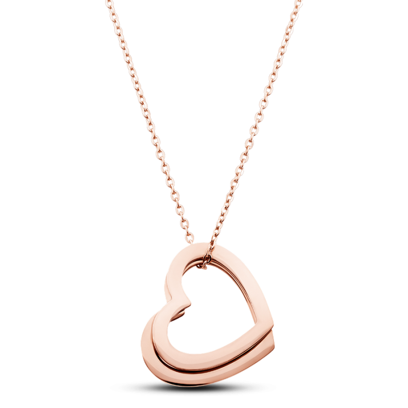 Personalised 2-Heart Necklace - Rosegold - 61