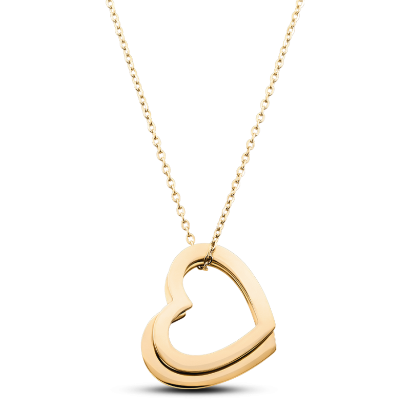 Personalised 2-Heart Necklace - Gold - 62