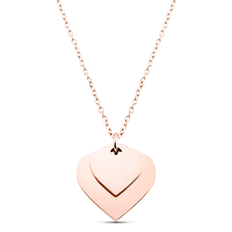 Personalised 2-Heart Love Necklace - Rosegold - 61