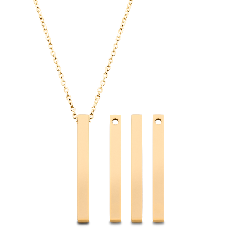 Personalised 4-Side Necklace - Gold - 62