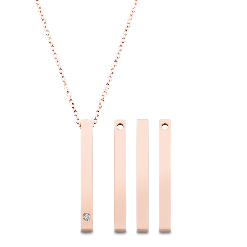 Personalised 4-Side Necklace with 1 Birthstone - Rosegold - 61