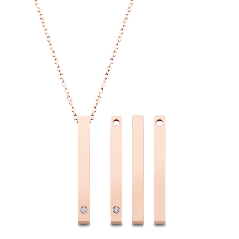 Personalised 4-Side Necklace with 2 Birthstones - Rosegold - 61