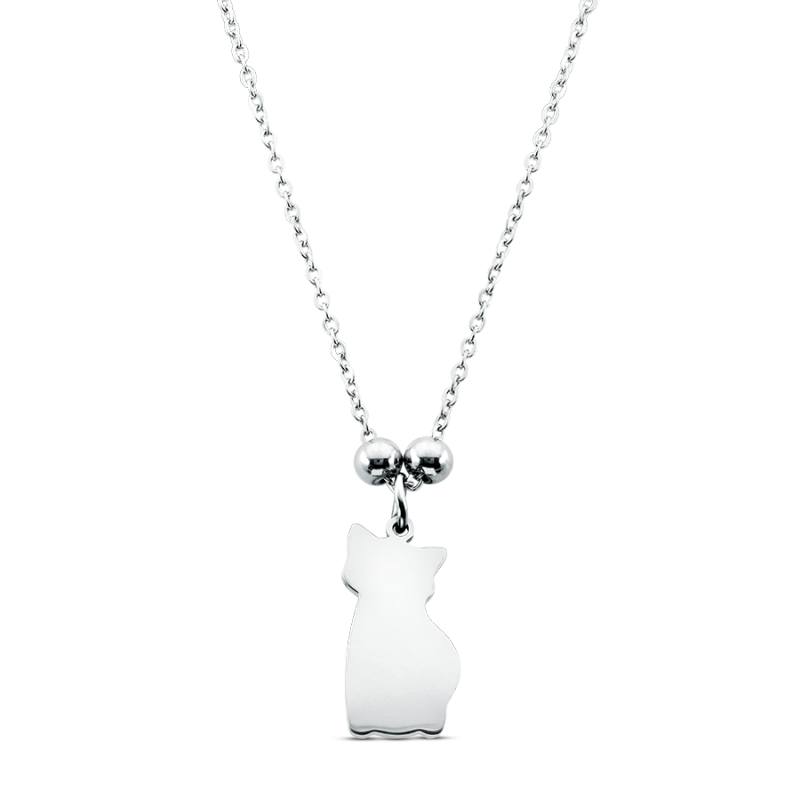 Personalised Cat Necklace - Silver - 60