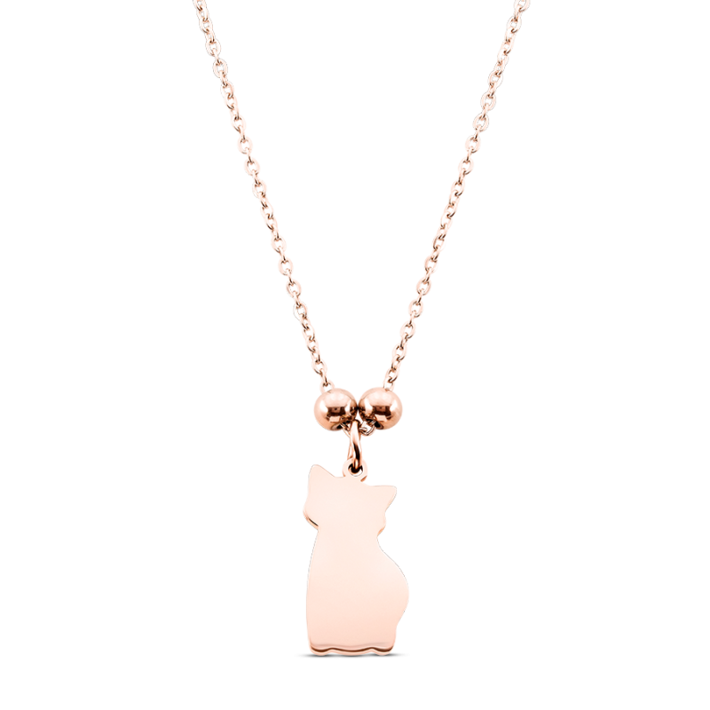 Personalised Cat Necklace - Rosegold - 61