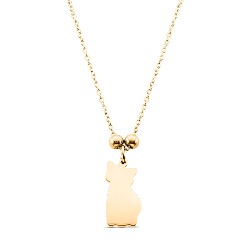 Personalised Cat Necklace - Gold - 62