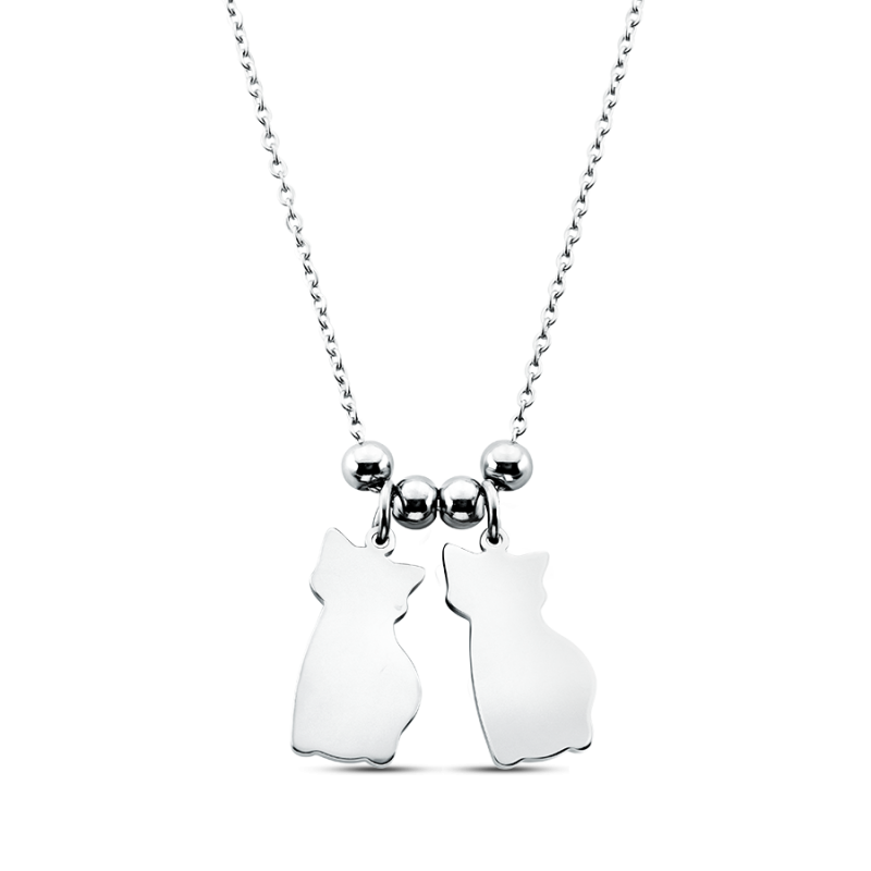 Personalised Multi-Cats Necklace - Silver - 60