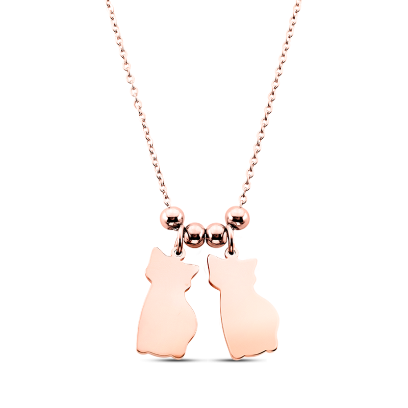 Personalised Multi-Cats Necklace - Rosegold - 61