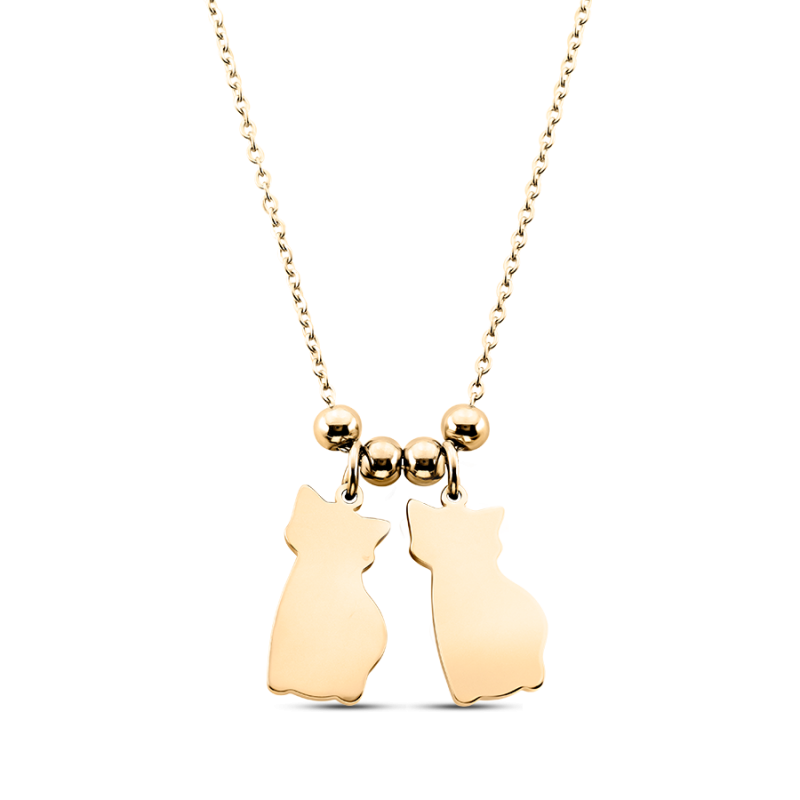 Personalised Multi-Cats Necklace - Gold - 62