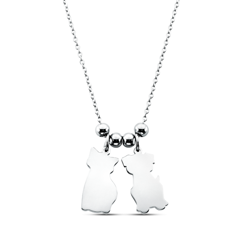 Personalised Cat & Dog Necklace - Silver - 60