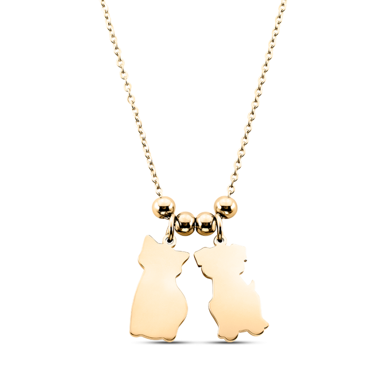 Personalised Cat & Dog Necklace - Gold - 62