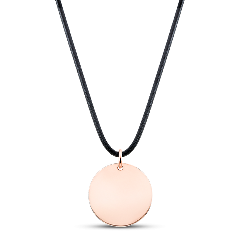 Personalised Circle Necklace With Black Chain - Rosegold - 61