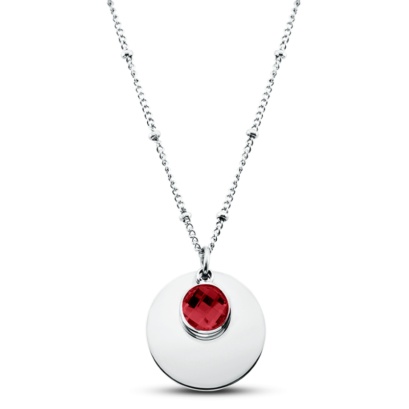 Personalised Circle & Birthstone Necklace - Silver - 60