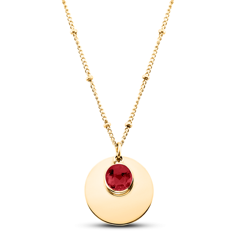 Personalised Circle & Birthstone Necklace - Gold - 62