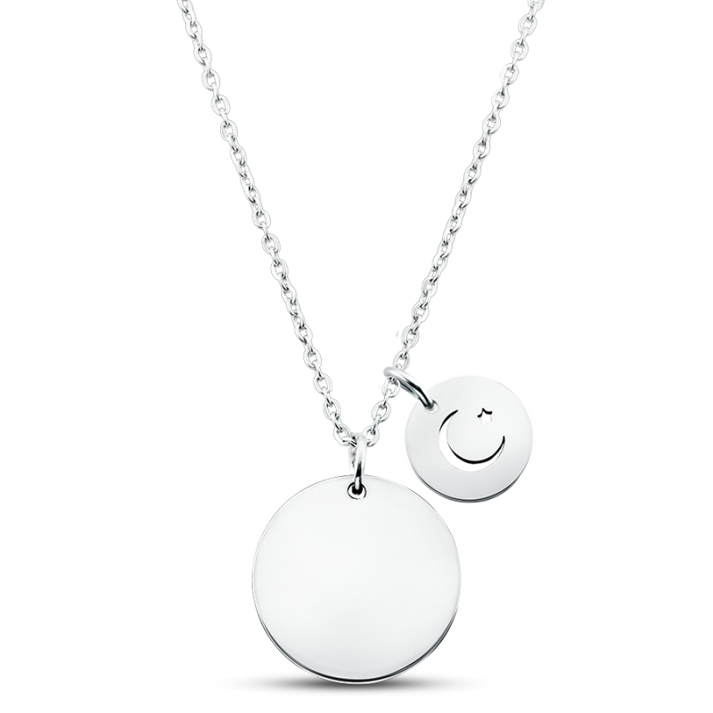 Personalised Crescent and Star Necklace - Silver - 60