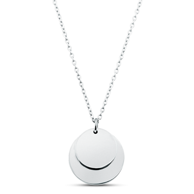 Personalised Double Circles Necklace - Silver - 60