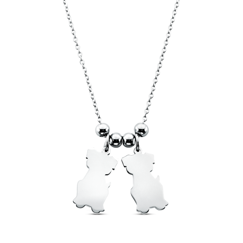 Personalised Multi-Dogs Necklace - Silver - 60