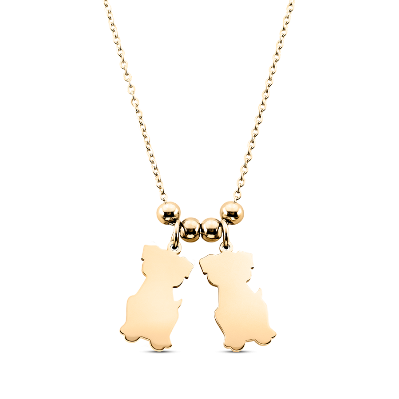 Personalised Multi-Dogs Necklace - Gold - 62