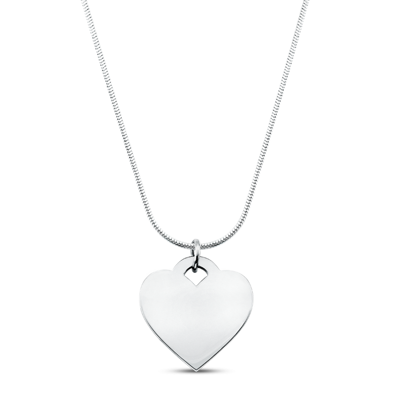 Heart Necklace with Luxury Chain - Silver - 60